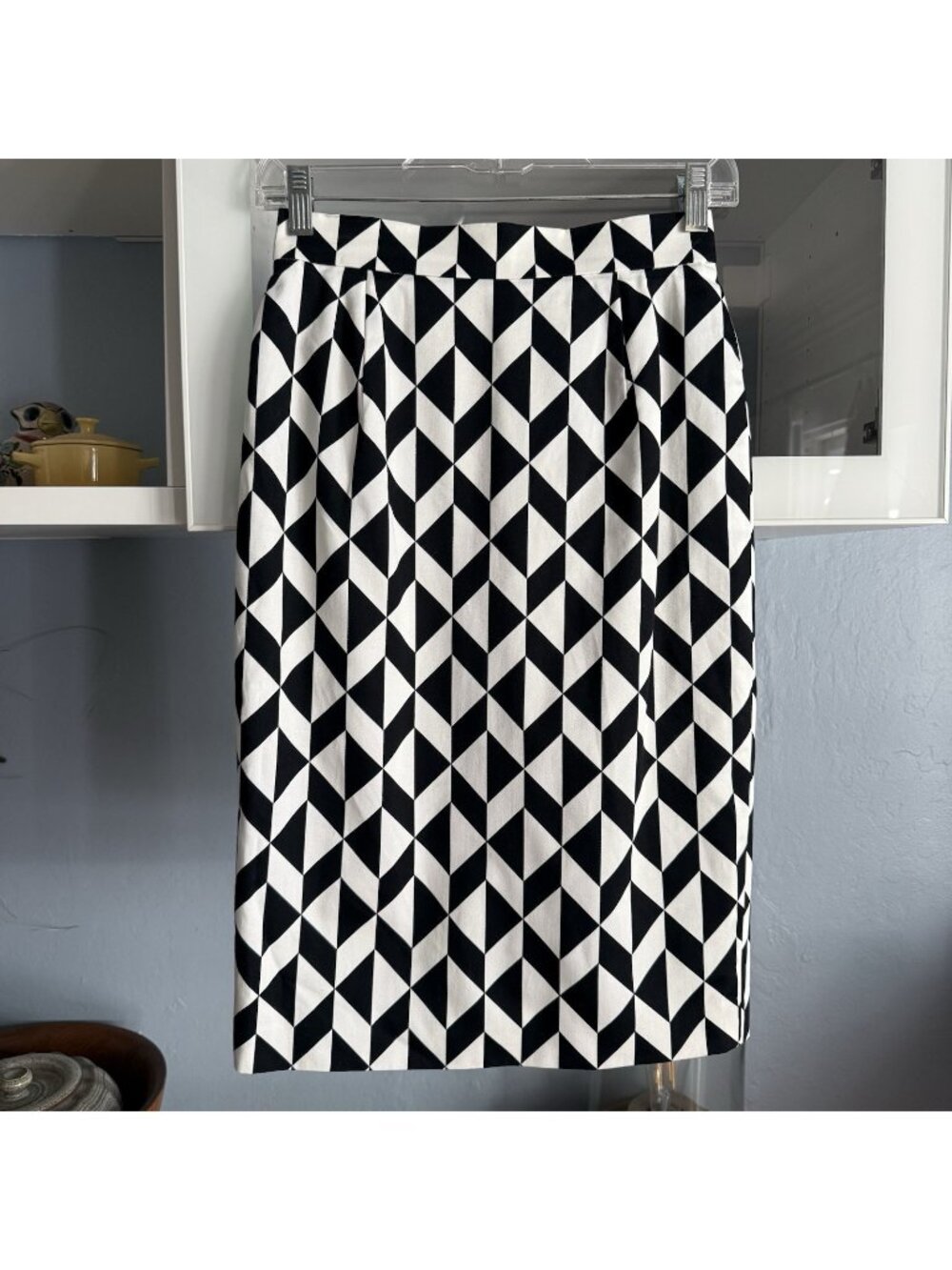Louis Feraud Vintage Geometric Pencil Skirt Size US 4 Cotton